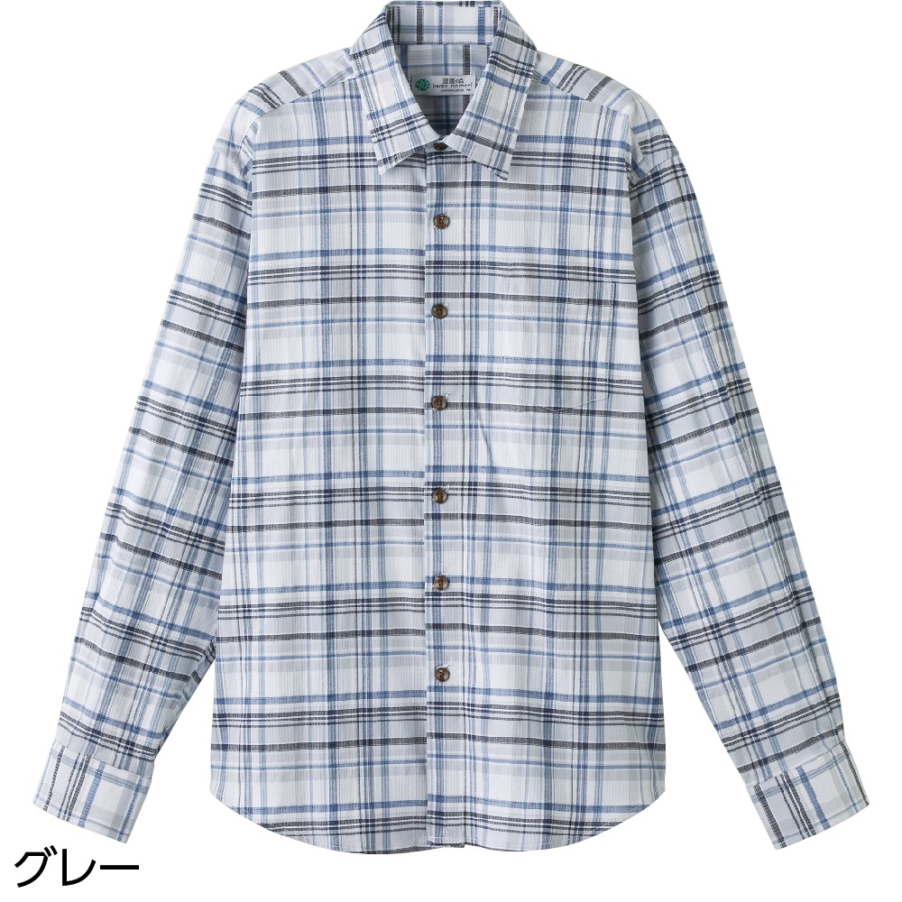 しじら斜め釦ホールシャツ