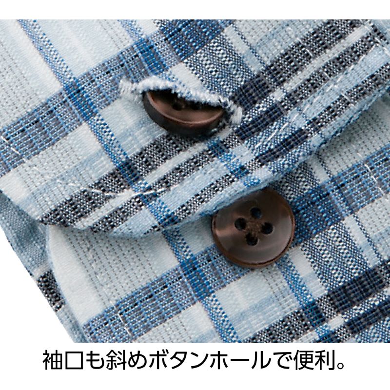 しじら斜め釦ホールシャツ
