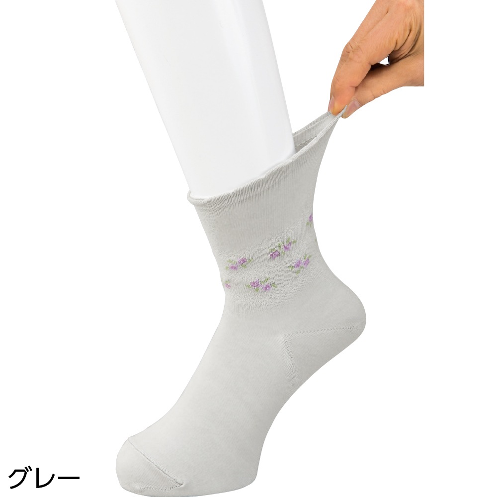 らくらくフィットクルーソックス(花柄)