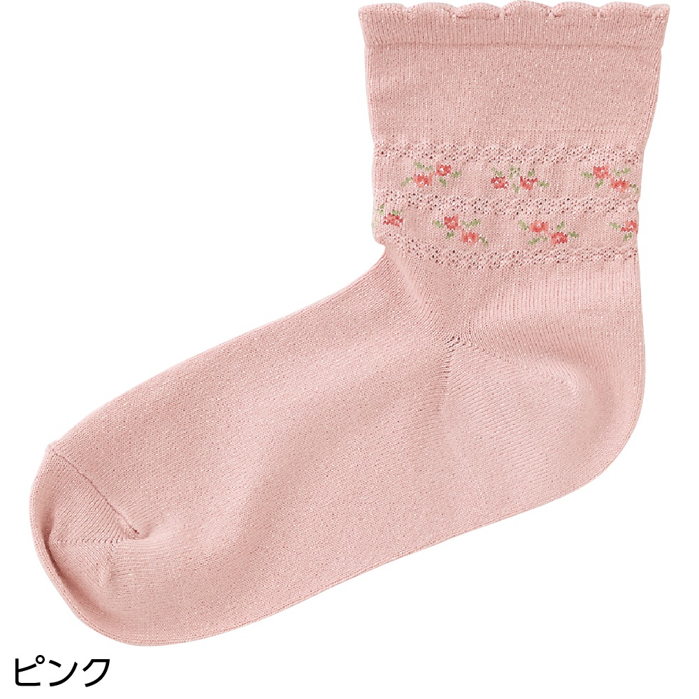 らくらくフィットクルーソックス(花柄)