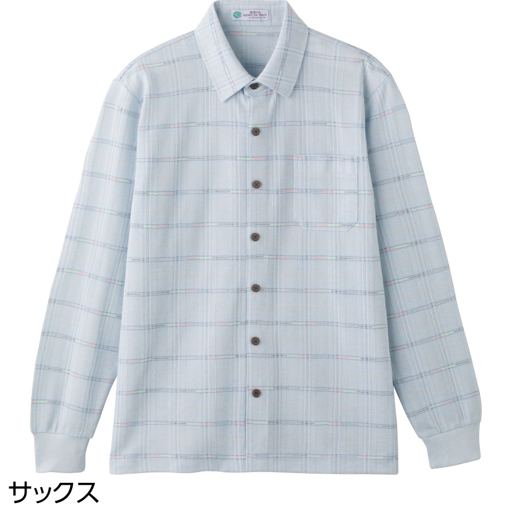 綿混スナップ釦ニットシャツ