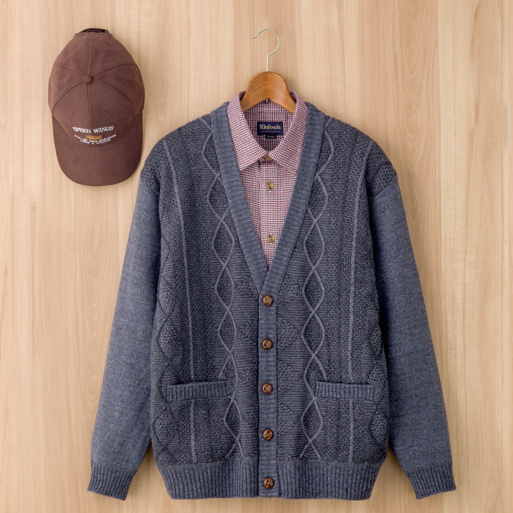 裏フリースニットカーディガン