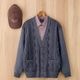裏フリースニットカーディガン