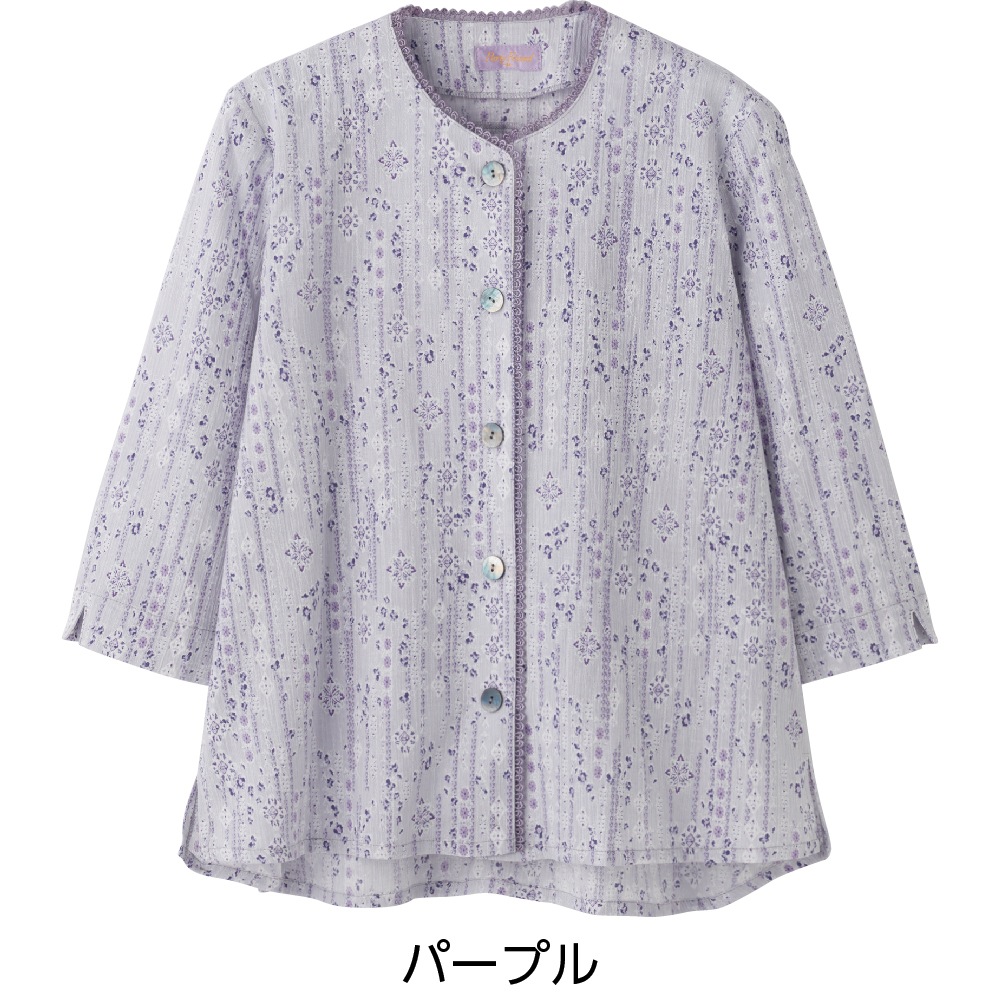 7分袖斜めボタンホールブラウス