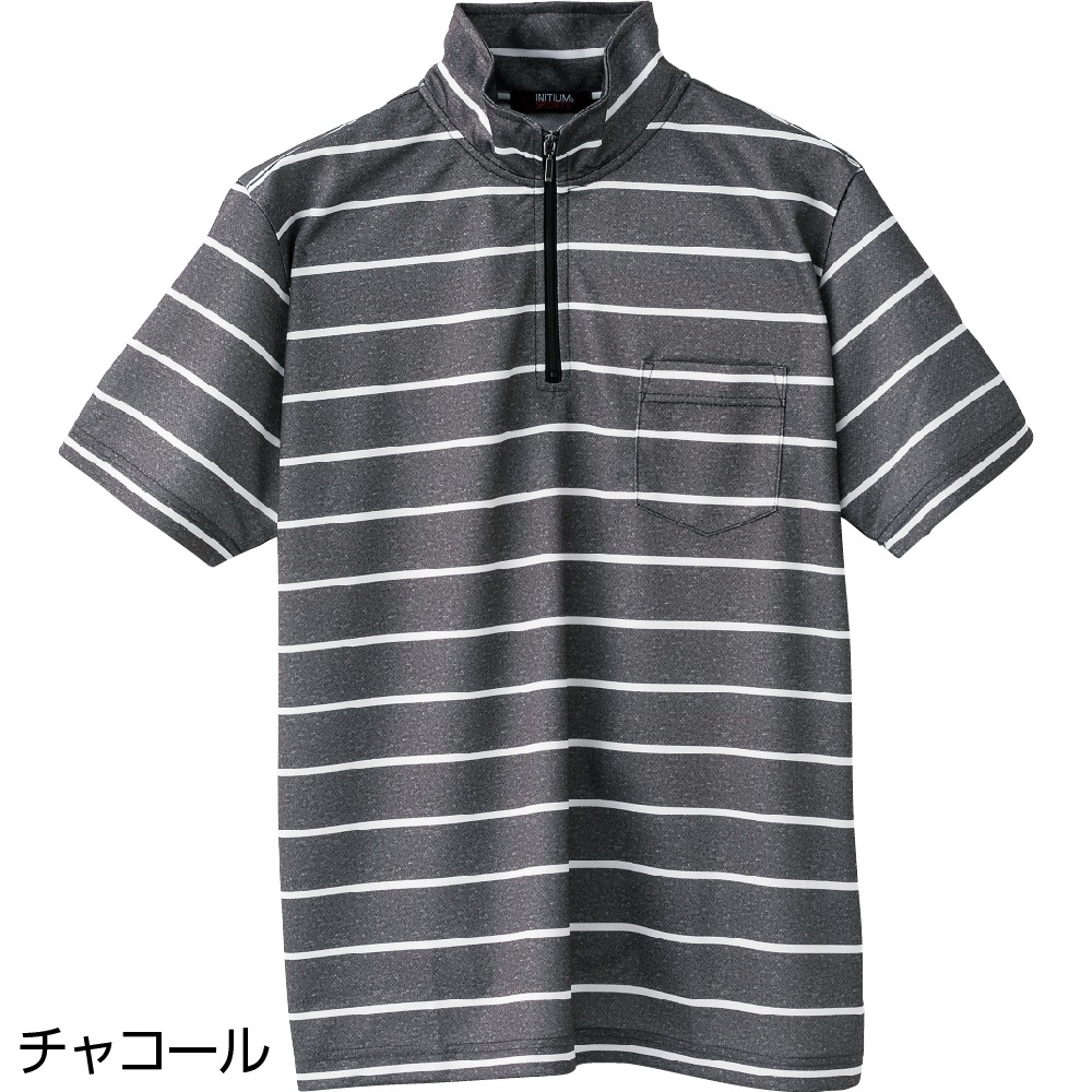 ハーフジップ半袖シャツ