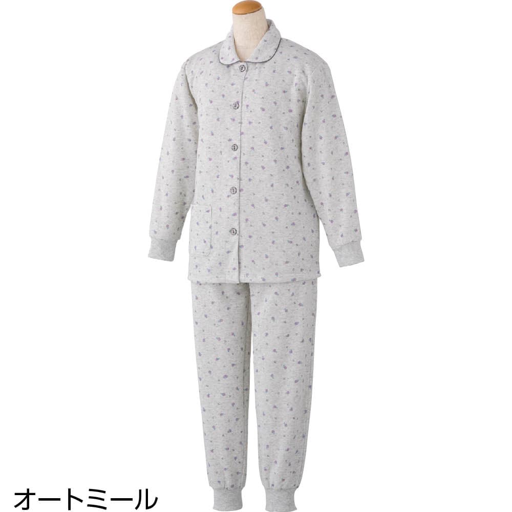 大きめボタン背当て付き裏起毛パジャマ
