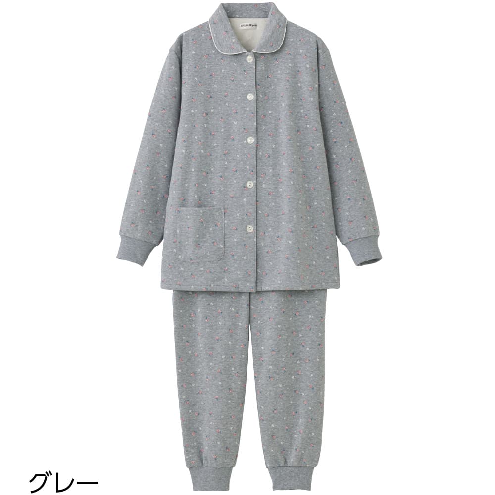 大きめボタン背当て付き裏起毛パジャマ
