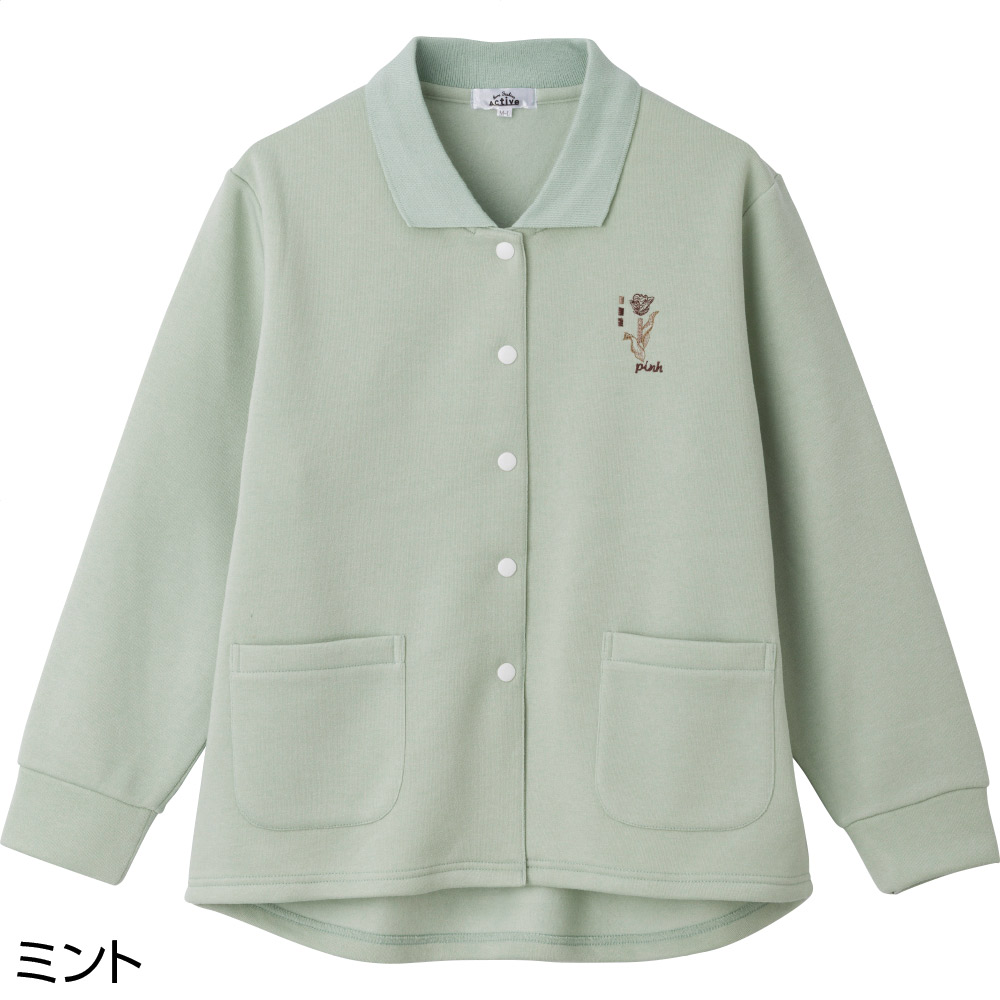 裏起毛スナップ釦ポロカーディ