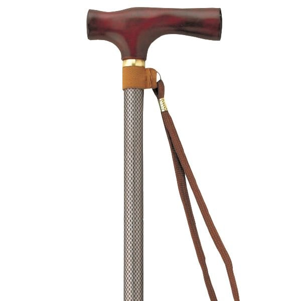 ささえ 雨にも負けず 2段伸縮ステッキ天然木製グリップ[VH2420