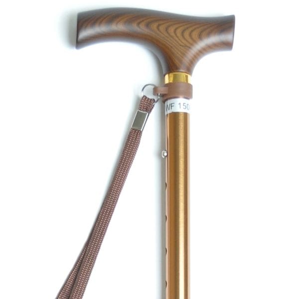 スネークウッドL字型黒檀ステッキ（杖） 18金（ゴールド）リング