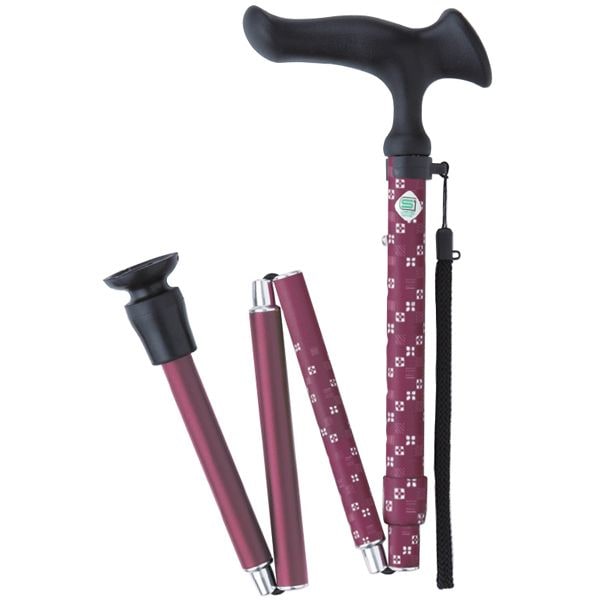 4977626734113 【5個入】かるがもE 折畳S 市松茜【キャンセル不可】 フジホーム ステッキ 折りたたみ式 防滑グリップ ステッキかるがもE 折畳S[市松茜]【フジホーム】 | シルバーカー歩行