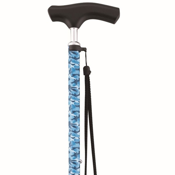 伸縮 スリムネックステッキ カモフラステッキ [青迷彩柄]【マキテック