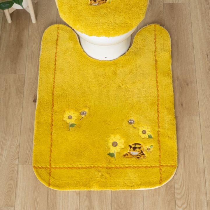 となりのトトロ 花のバス停 ロングトイレマット 約80×60cm イエロー 