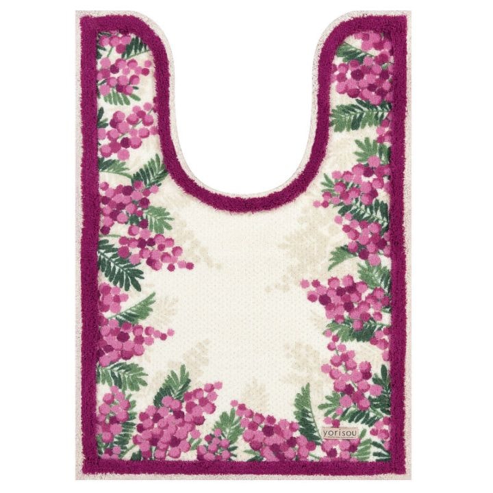 ★SDS yorisou ミモザ 耳長トイレマット 約95×65cm ピンク/イエロー 