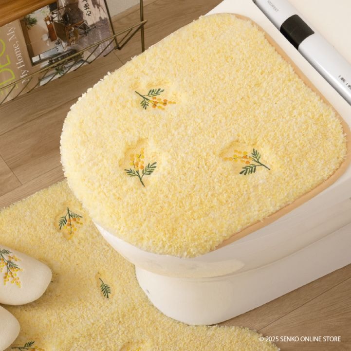 SDS yorisou スイートミモザ トイレ兼用フタカバー（普通便座＆温水洗浄・暖房便座兼用） イエロー 