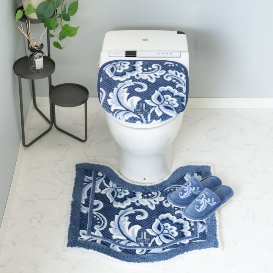 ランチェッティ ピッツォ ロングトイレマット 約80×65cm ブルー