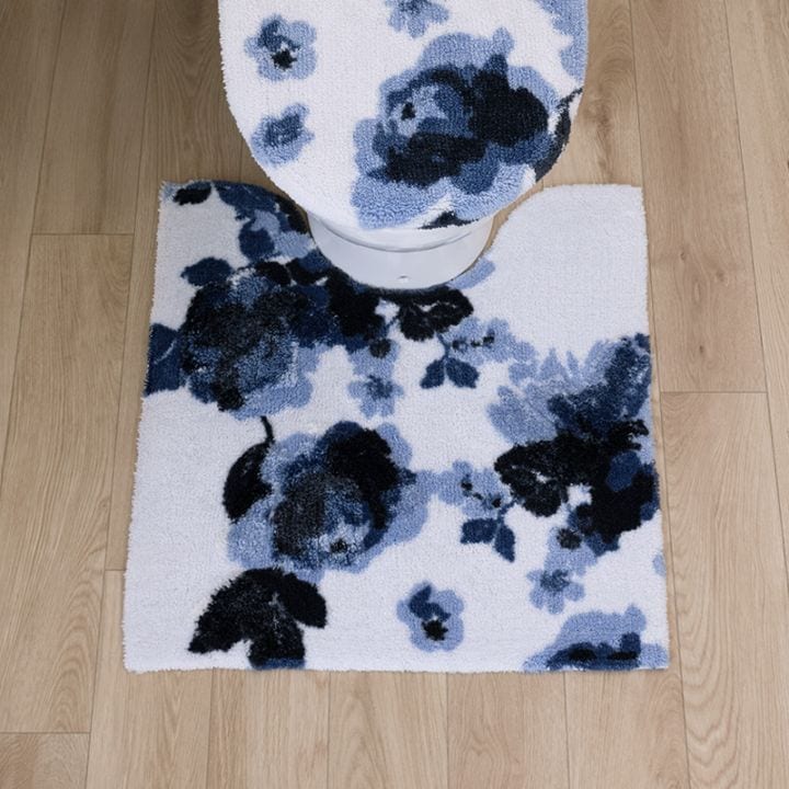 M+home クッカ トイレマット 約60×60cm ネイビーブルー