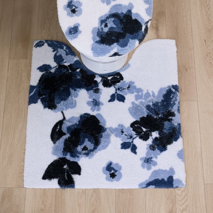 M+home クッカ トイレマット 約70×70cm ネイビーブルー