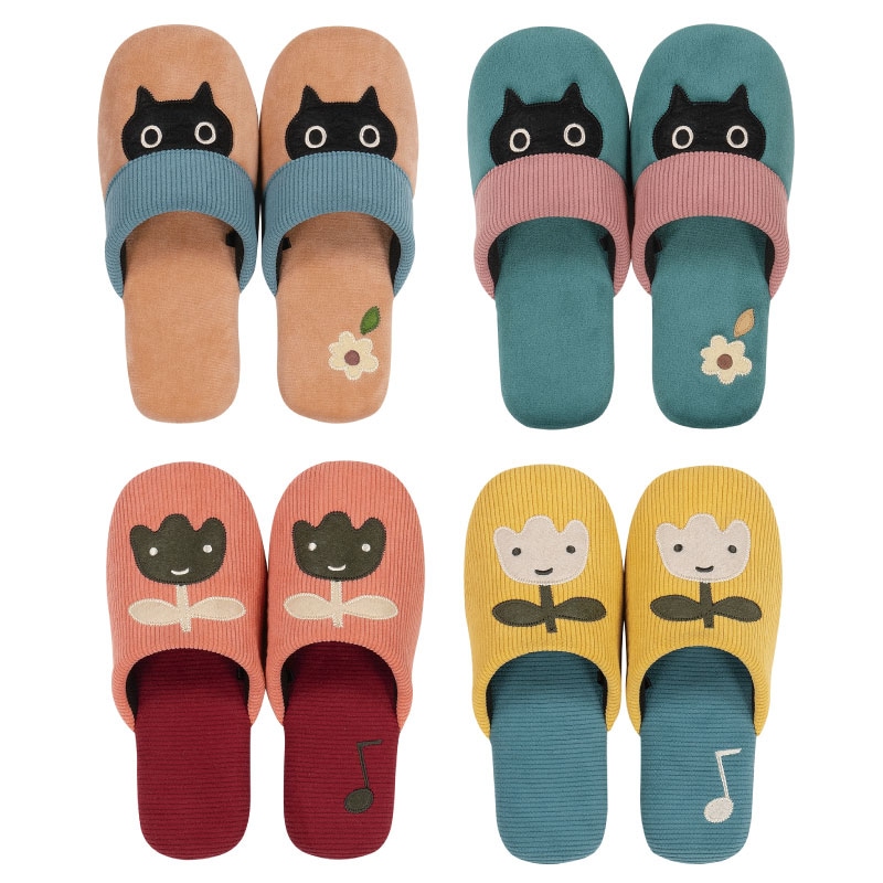 アツコマタノ スリッパ Mサイズ（約22～24cm）/Lサイズ（約24～26cm） MEME（ブラウン/グリーン） チューリップ（ピンク/イエロー）