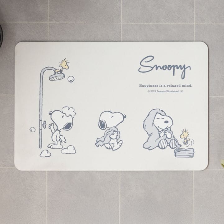 PEANUTS ハッピーバスタイム 珪藻土入りやわらかバスマット 約40×60cm グレー