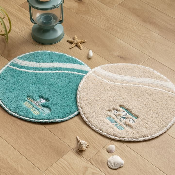 PEANUTS サーフ マルチマット 直径約35cm ベージュ/ターコイズブルー