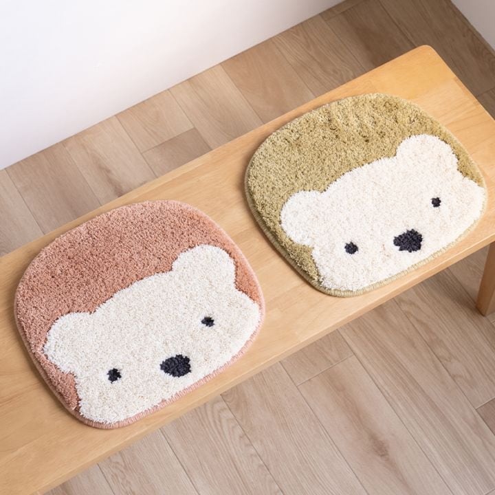 アツコマタノ チェアマット しろくま 約32×35cm ブラウン/カーキ