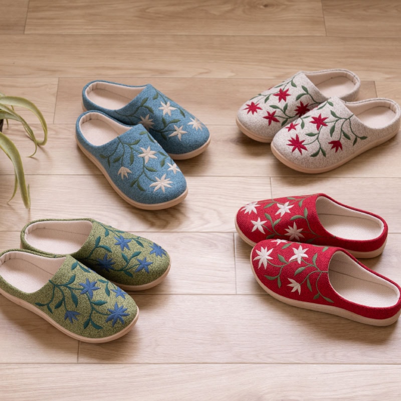 シビラ フロレリア スリッパ Mサイズ（約22.5～23.5cm）/Lサイズ（約23.5～24.5cm） ブルー/ベージュ/グリーン/レッド