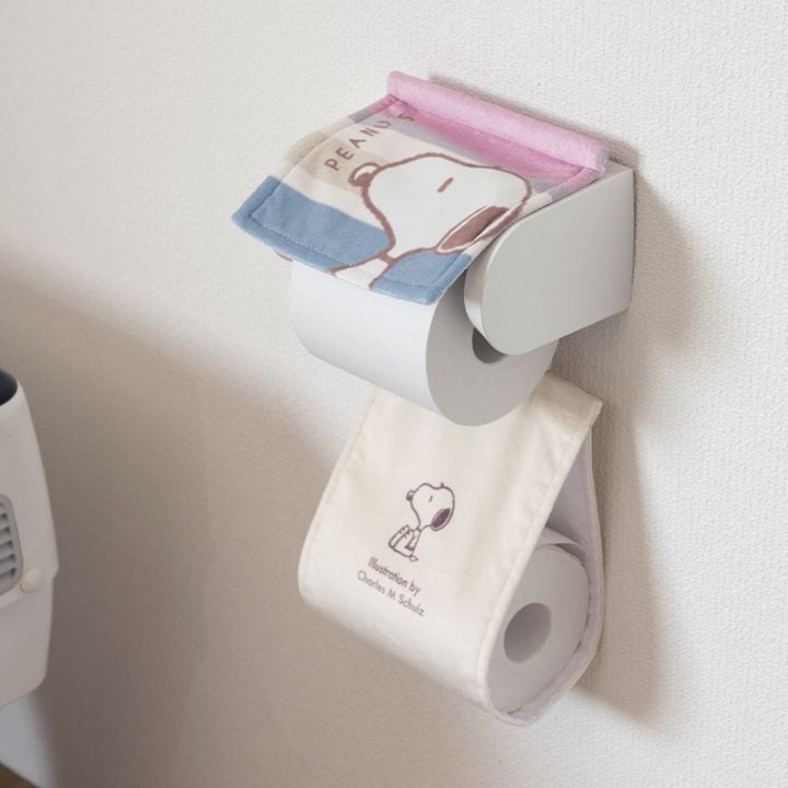 PEANUTS くすみパステル ペーパーホルダーカバー ブルー/ピンク