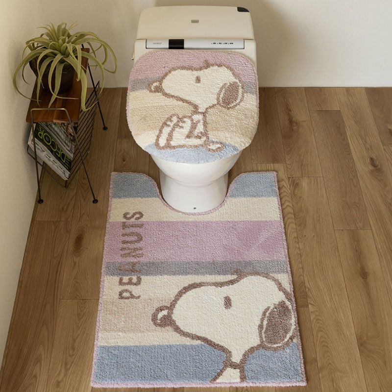 14日迄大特価　イエロー色　PEANUTS スヌーピー　トイレマットセット　新品 SNOOPY トイレマットセット 2点 約58×60cm トイレマット+兼用