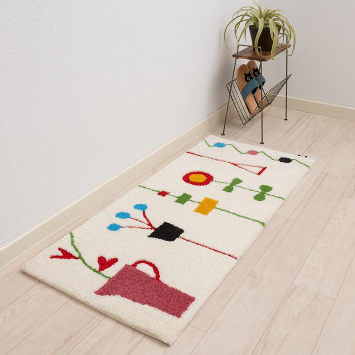 アツコマタノ キッチンの窓辺 ロングマット 約50×120cm グレー/アイボリー