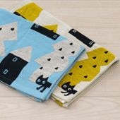 アツコマタノ 迷子のMEME BEBE ハンドタオル 約34×80cm ブルー/アイボリー