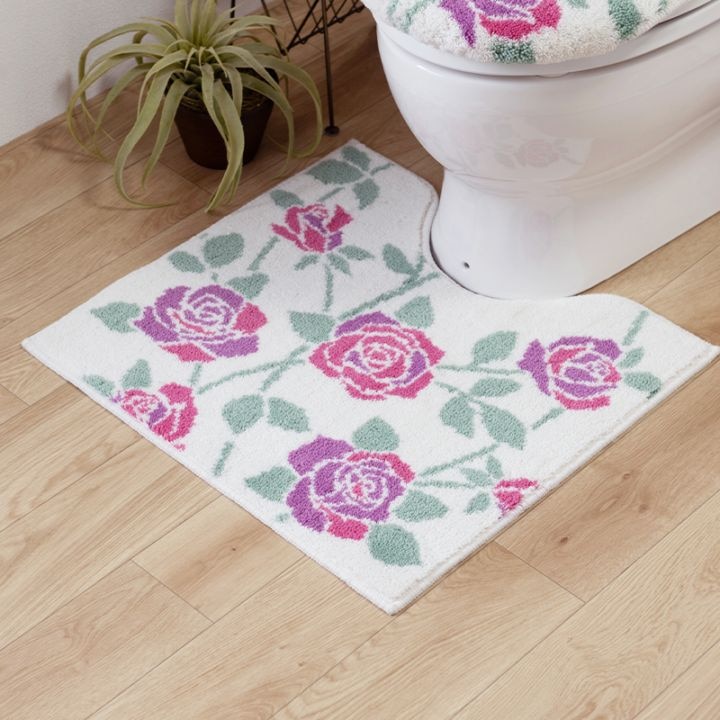 ラルジュルタン グレイス トイレマット 約58×60cm ブラック/アイボリー