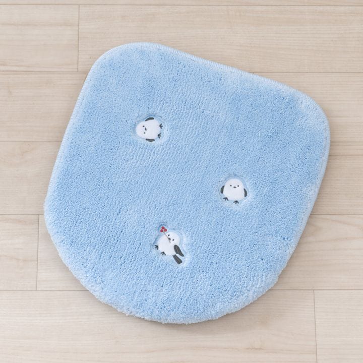 SDS シマエナガちゃん トイレマット 約60×60cm ブルー/グレー