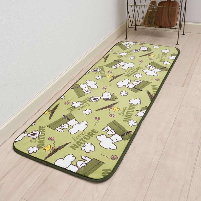PEANUTS ふんわりやわらかマット ウェザー 約45×120cm グリーン