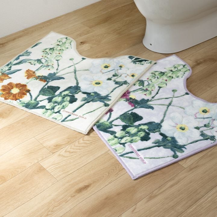 デザイナーズギルド アルテミシア トイレマット 約63×63cm アイボリー/ピンク