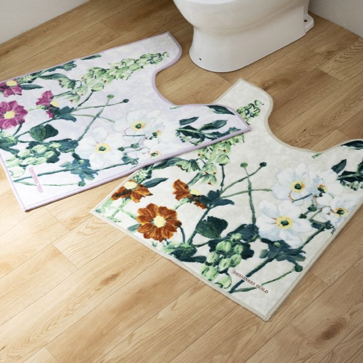 デザイナーズギルド アルテミシア ロングトイレマット 約80×63cm アイボリー/ピンク