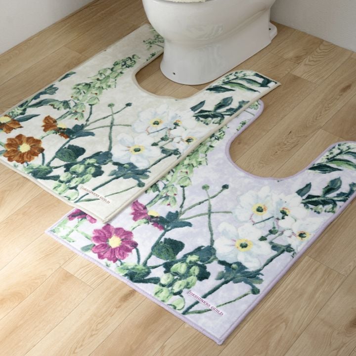 デザイナーズギルド アルテミシア 耳長トイレマット 約95×63cm アイボリー/ピンク