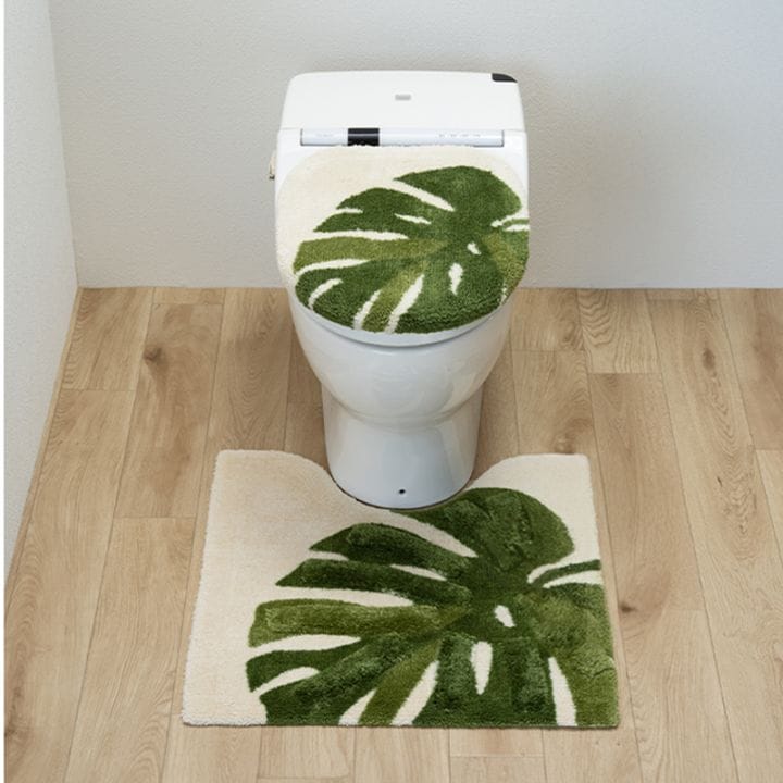 M+home レフティ トイレ2点セット トイレマット+兼用フタカバー グリーン