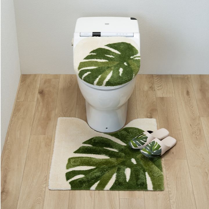 M+home レフティ トイレ3点セット トイレマット+兼用フタカバー+スリッパ グリーン