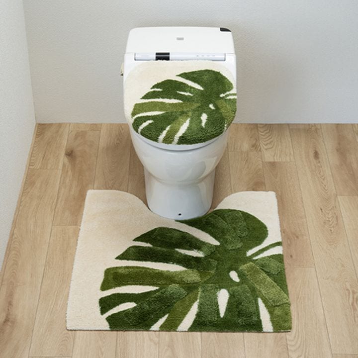 M+home レフティ トイレ2点セット ロングトイレマット+兼用フタカバー グリーン
