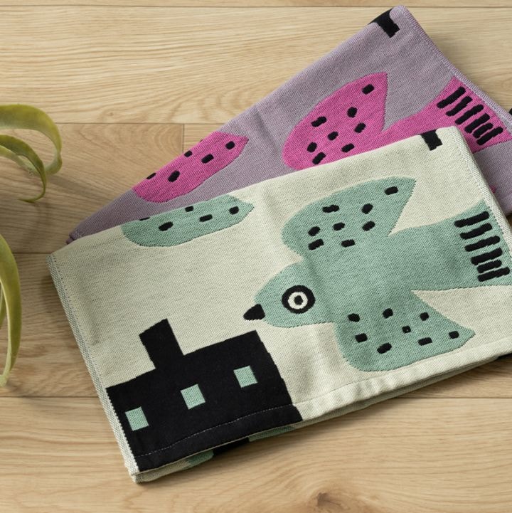 アツコマタノ 朝 フェイスタオル 約34×80cm グレー/アイボリー