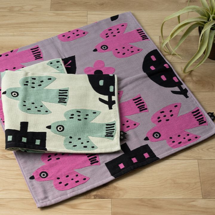 アツコマタノ 朝 バスタオル 約60×120cm グレー/アイボリー