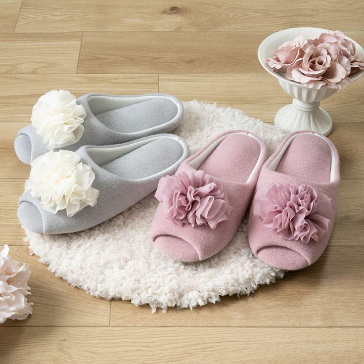 サロンドソワレ ソメイユ スリッパ 適応サイズ:約22～24cm グレー/ピンク