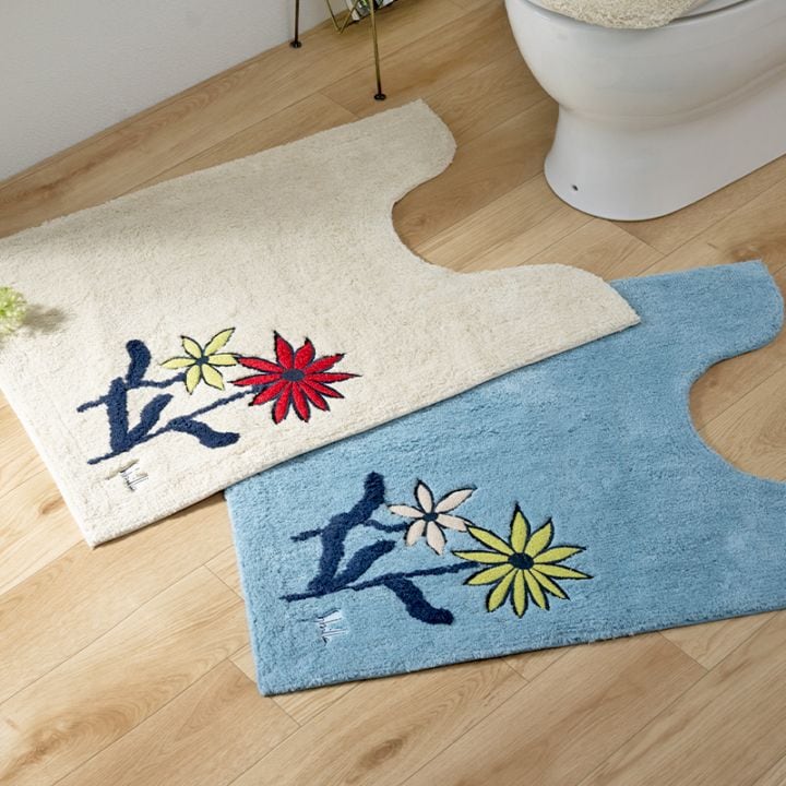 シビラ レジェンダ ロングトイレマット 約80×60cm ブルー/ベージュ