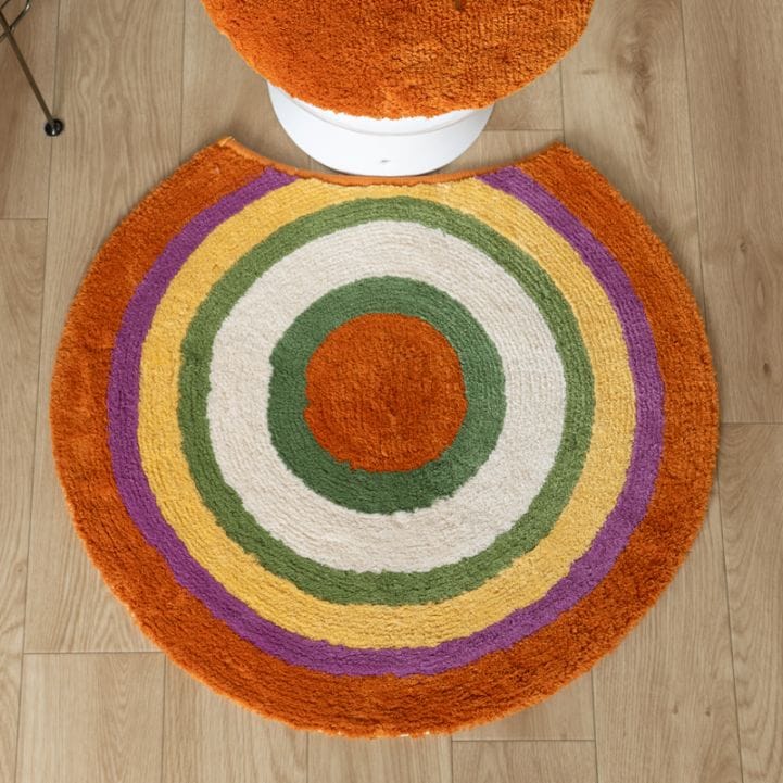 シビラ ラヤス2 トイレマット 約60×62cm グリーン/オレンジ