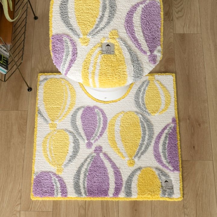 SDS Scandinavian Fika バルーン トイレマット 約55×60cm ブルー/イエロー
