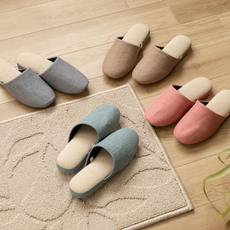 エスピガ スリッパ Sサイズ（約21.5～23cm） ブルー/ベージュ/コーラルピンク/グレー