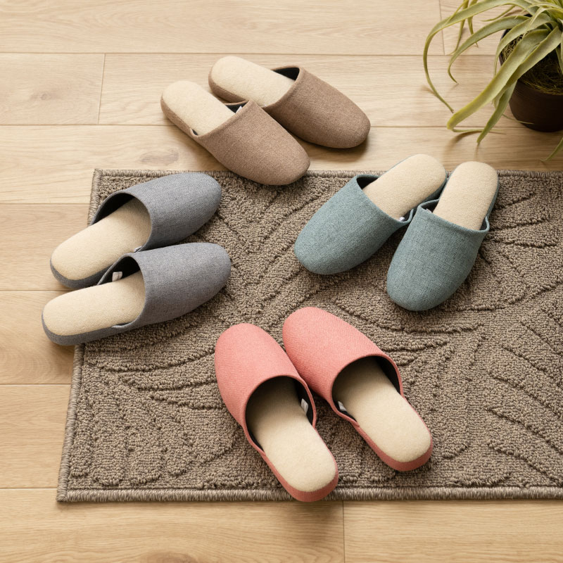 エスピガ スリッパ Mサイズ（約23～24.5cm） ブルー/ベージュ/コーラルピンク/グレー