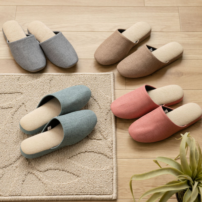 エスピガ スリッパ Lサイズ（約24.5～26cm） ブルー/ベージュ/コーラルピンク/グレー