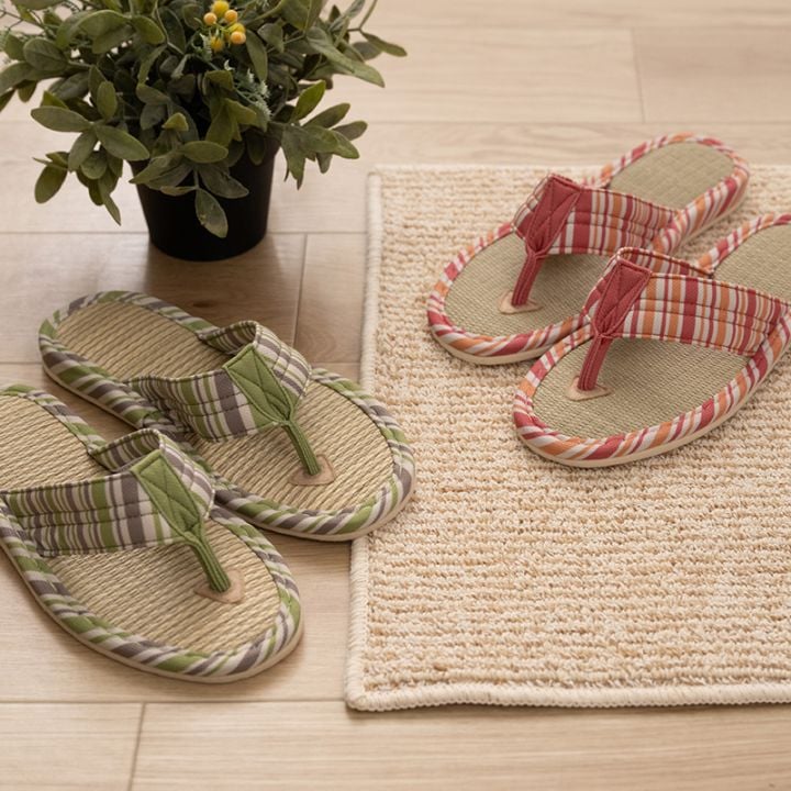 SDS Hanao メデーリー 鼻緒スリッパ 適応サイズ:（M）約22.5～24cm グリーン/レッド